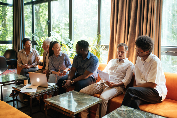 Corporate team collaborating